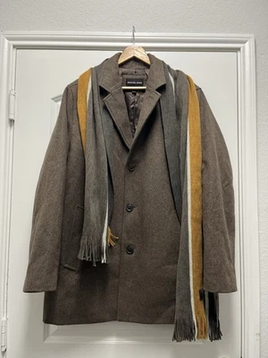 Nuevo con etiquetas Abrigo Michael Kors Para hombres Mezcla de Lana Forrado Largo Lujo Marrón Bufanda L Foto 1 de 4