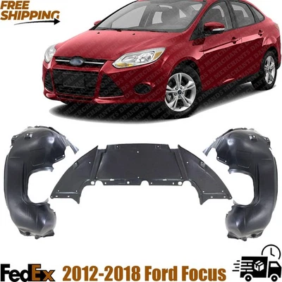 Front Fender Liner Left + Right & Engine Splash Shield For 2012-2018 Ford Focus - Image 1 of 4