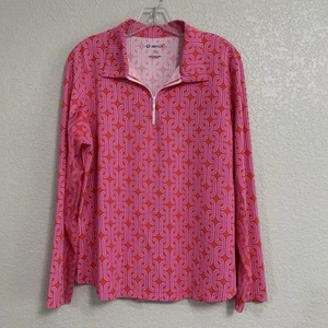 Ibkul Shirt Womens XL Golf Tennis Long Sleeve Geo Print UPF50 Mesh Vent 1/4 Zip - Picture 1 of 15