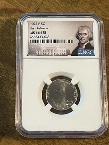 P Jefferson Nickel 5c 2022 NGC MS 66 6FS pasos completos primeros lanzamientos - Imagen 1 de 8