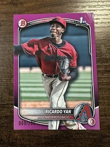 2025 Bowman Prospects 1ST Bowman FUCSIA PARA Ricardo Yan 89/299 Diamondbacks - Foto 1 di 2