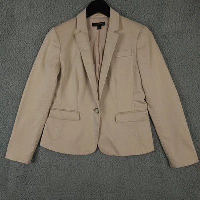 Ann Taylor Blazer Womens 2P Beige Tan Single Button Lined Jacket Career Office - Image 1 of 4