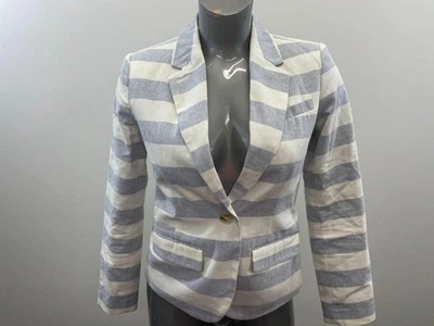 Chaqueta de traje Merona para mujer business causal blanca a rayas con botones talla 4 algodón Foto 1 de 4