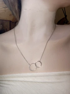 SILPADA 925, 2 INTERLOCKED CIRCLE ON ROLO CHAIN NECKLACE18-20", #N1591 - Picture 1 of 3