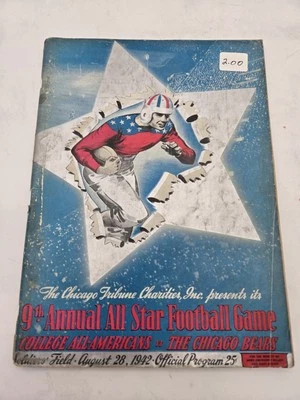 Vintage August 28. 1942 College All-Stars vs Chicago Bears Football Program - Image 1 of 4