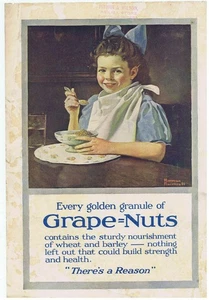 1919 NORMAN ROCKWELL Kellogg's Grape Nuts Young Girl Print Ad - Picture 1 of 1