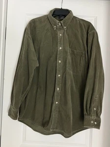 Trader Bay Men’s L Corduroy Green Button-Down Long Sleeve Casual Outdoors Shirt - Picture 1 of 2