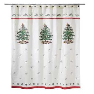 Avanti Spode Weihnachtsbaum 72" x 72" Jacquard Duschvorhang - Bild 1 von 3