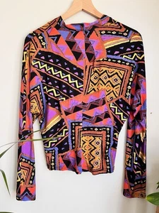 Vintage 80s Georgiou Studio Colorful Top M-L - Picture 1 of 4