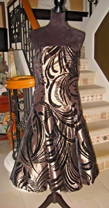 Vintage Fabian Molina texture silk cutout velvet fitted waist evening dress 4/6 - Picture 1 of 17