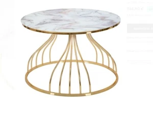 Tavolino Da Caffè Con Piedi Oro E Base Effetto Marmo - Imagen 1 de 5