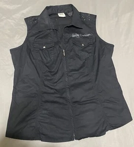Harley Davidson Damen 18-20 Motorräder Weste schwarz ärmellos Reißverschluss Shirt 1W - Bild 1 von 11