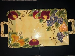 Harlequin Fruit by Tabletops Unlimited 19" Rectangular Ceramic Serving Platter - Picture 1 of 4
