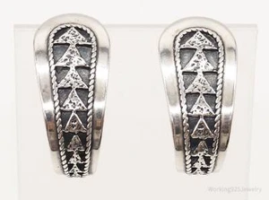 Western Designer Carolyn Pollack Relios RMT Tribal Sterling Silver Earrings - Picture 1 of 9