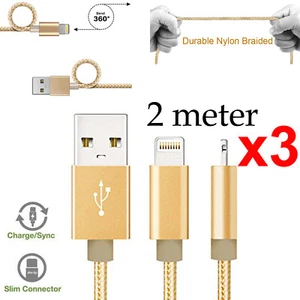 Cable cargador de nailon de 3 2 m para Apple iPhone 6 7 8 XS Max XR 11 12 iPad iPod - Imagen 1 de 4