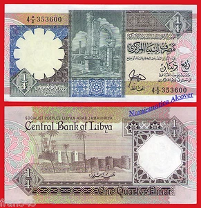 LIBIA LIBYA 1/4 Dinar 1990 Pick 52 SC / UNC - Picture 1 of 1