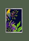 Botanical Art Print 5x7 Framed “Night Garden” Beautiful Colors, Great Gift