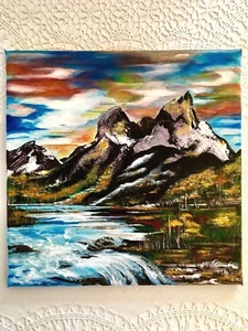 GENUINE PAINTING Home decor. NORWAY . NO PRINTS . CANVAS , AKRYLIC. - Picture 1 of 1