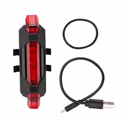 LAMPADA SICUREZZA BICICLETTA BICI 5 LED RICARICABILE USB FANALINO FANALE FLASH - Immagine 1 di 4