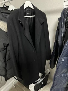Theory Wool Cashmere Coat Topcoat Black Mens Large - Picture 1 of 5