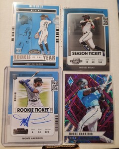 2021 Contenders lot Monte Harrison RC AUTO, Jazz Chisholm ROY RC, Rojas Optic