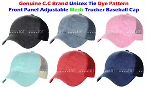 Gorra de béisbol C.C unisex con patrón de tinte de corbata panel frontal malla ajustable para camionero béisbol CC - Imagen 1 de 29