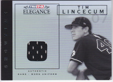 2007 TRISTAR Elegance Showtime Game Used #TL Tim Lincecum Jersey - NM-MT