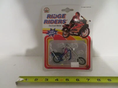 Zee Toys Diecast Ridge Riders Custom Chopper Bl Motorcycle RedWhiteBlue 1994 MOC - Image 1 of 4