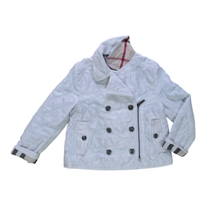 Burberry Girls' Shiny White Quilted Jacket Nova Check Size 8 years - Picture 1 of 15
