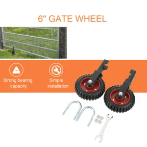6 Heavy Duty Gate Wheel Chain Fence Gate Support Wheel with Solid Rubber - Picture 1 of 12
