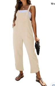 Daacee Sleeveless Cotton Ivory Black Overalls Baggy Tulip Capri Size S - Picture 1 of 11