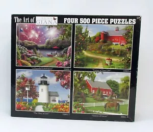 Art of Alan Giana Four 500 Piece Jigsaw Puzzles Lighthouse Farm Barn Fireworks - Picture 1 of 9