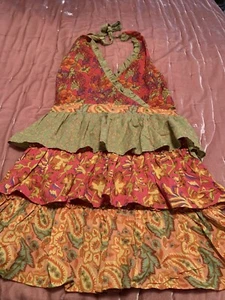 Pier 1 Imports Womens 3-Tie Back Apron Bohemian Cottage Core V-Neck One Size - Picture 1 of 11