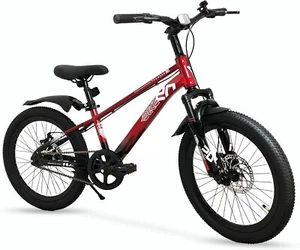 BICICLETTA 20'' MOUNTAIN BIKE ROSSO BICI MTB AMMORTIZZATA FRENI A DISCO PRO - Foto 1 di 8