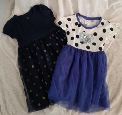 Wonder Nation Dresses Size 5  with Polka Dots, Tulle Skirts and a Sequin Heart - Image 1 of 4