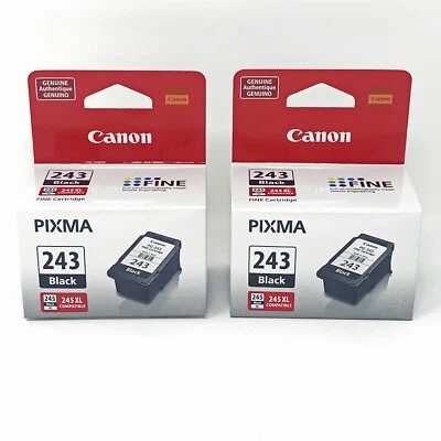 Lote de 2 Cartuchos de Tinta Canon PG-243 Negro Pixma Genuinos Sellados de Fábrica Nuevos Foto 1 de 4
