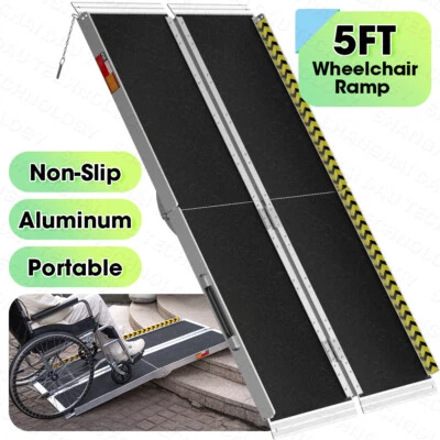 Rampa de movilidad portátil antideslizante para silla de ruedas plegable de aluminio de 5' Foto 1 de 4