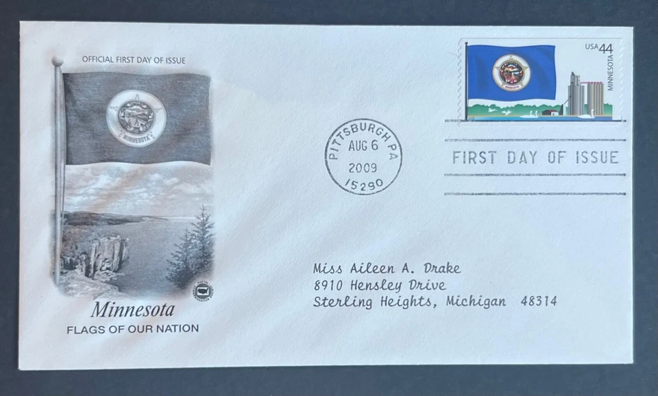 MINNESOTA FLAG AUG 6 2009 PITTSBURGH PA ARTCRAFT FIRST DAY COVER (FDC) - Image 1 of 1