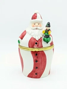 Large Hinged Santa Box, Peppermint Swirl, 7.5 Inches - Picture 1 of 9