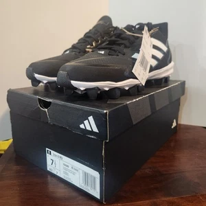 NEW adidas Icon 8 Mid MD Baseball Cleat, Black/White Youth Sz 7.5 Women's sz 9 - Picture 1 of 9