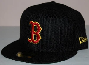 BOSTON RED SOX Cap NEW ERA 59FIFTY Fitted Hat Black HEMP Size 7 3/8 *6U - Picture 1 of 8