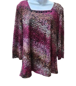 JM Collection Damen L Tunika Oberteil 3/4 Arm Pullover Mehrfarbig - Bild 1 von 15