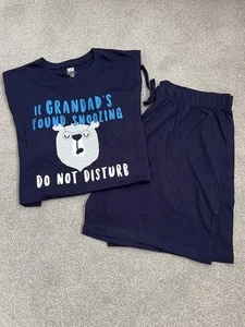 Men's Pyjama Set Shorts & T-shirt With Grandad Slogan Size X-LARGE - Picture 1 of 1