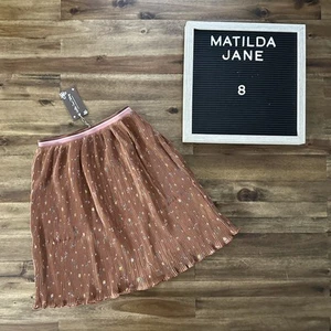 NWT Matilda Jane Just Imagine Winnie Pleated Brown Pink Floral Mini Skirt Tween - Picture 1 of 6
