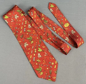DUNHILL TIE - Tree Leaves & Nuts Pattern - 100% SILK - Made in Italy - Picture 1 of 13