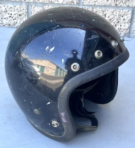 Vintage Bell Mag III 3 Magnum Black Motorycle Helmet Size 7 & 1/4 58cm Snell 75' - Foto 1 di 11