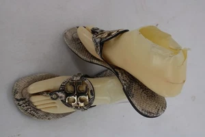 Tory Burch Miller Women’s Size 8.5M Snakeskin Snake Printed Sandals Gold - Picture 1 of 11