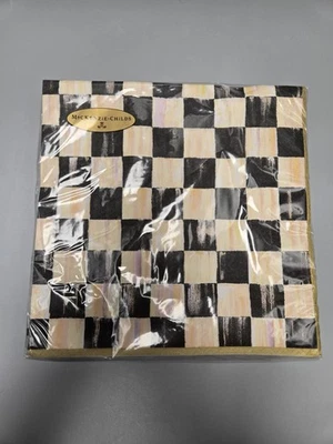 Servilletas de papel Mackenzie Childs Courtly Check 8 en 20 quilates adorno dorado Alemania nuevas en paquete Foto 1 de 4