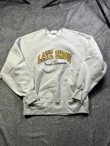 Sudadera De Colección Late Show David Letterman Para Hombre XL Gris Lee Granulado Cruzado Años 90 - Imagen 1 de 6