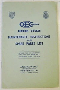OEC Range Illustrated Motorcycle Engine Parts List /Owners Handbook 1955 - Picture 1 of 4